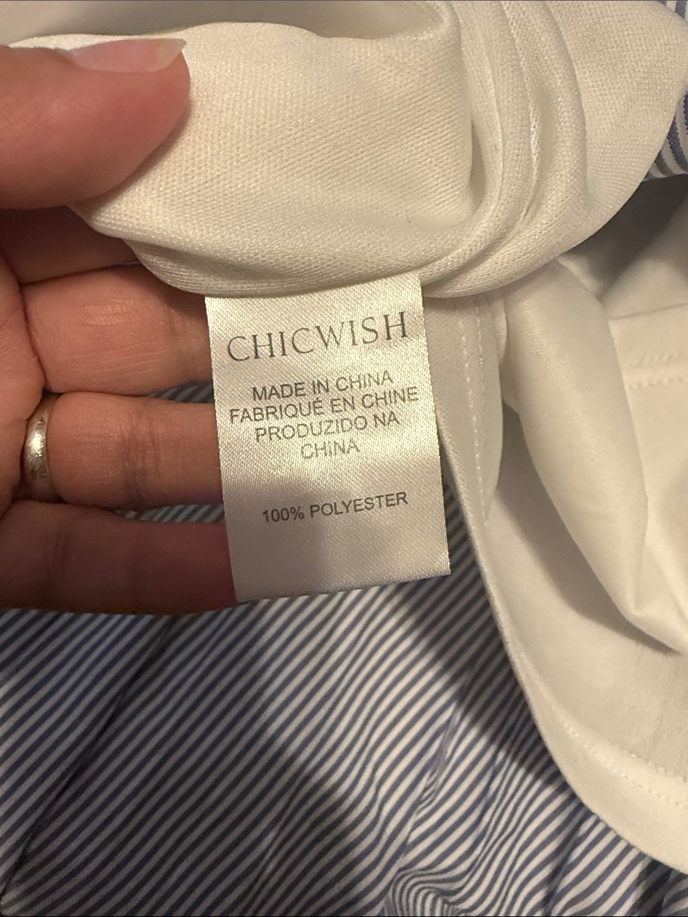 Chicwish Blue and White Striped Maxi Skirt with Black Contrast Waistband - Picture 8 of 8